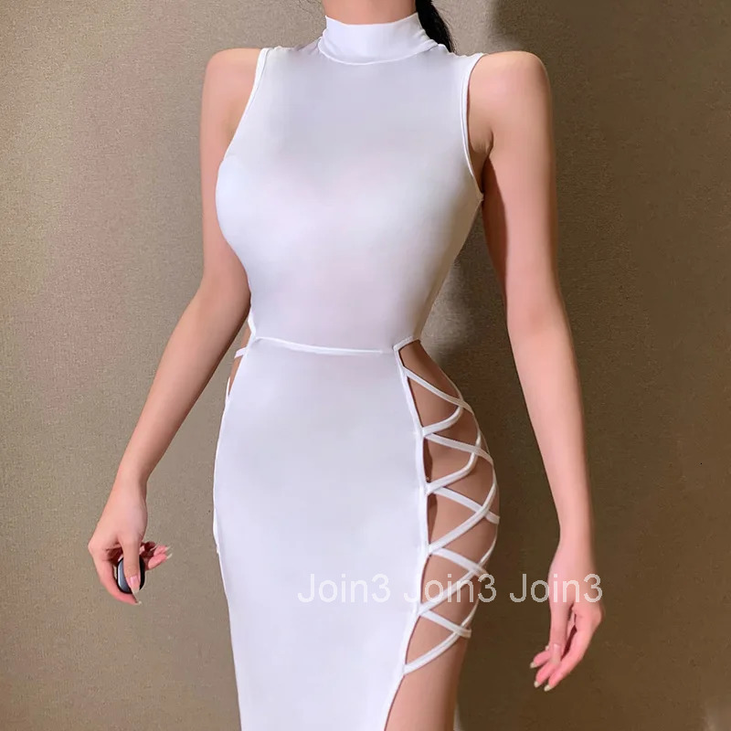 New Elegant Black Sleeveless Bandage Sexy Dress for Women Club Party Backless Tank Dresses Skinny Fashion Summer
