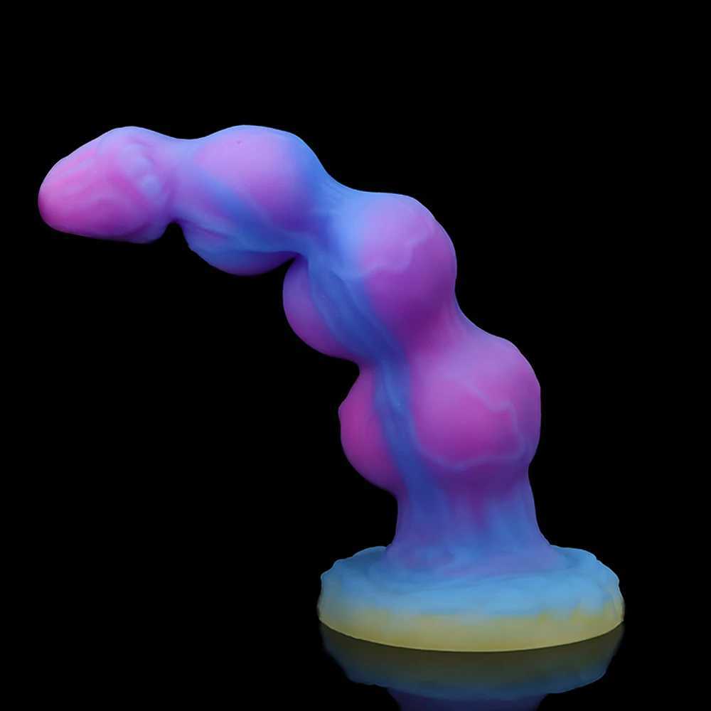 huge Anal Dildos Realistic Dog Penis Luminous Animal Penis 3 Balls Anal Plug Silicone Butt Plug for Womens Vaginal MasturbationXJ250806