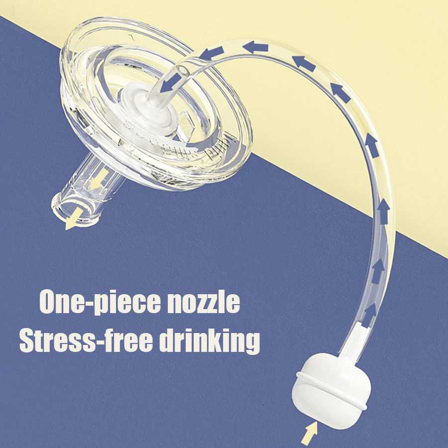 240 ml cup with handle Innovative square water bottle PP material soft liquid silicone straw for babies 6 months and up X2508061