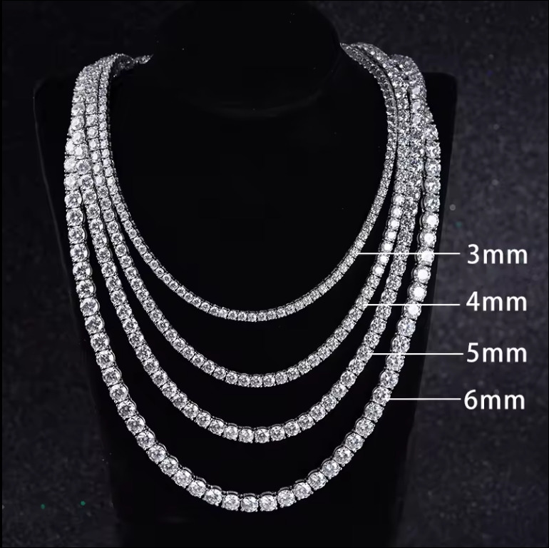 High-quality square Crystal Moissanite Diamond Ring Necklace 925 Silver VVS Moissanite Tennis Chain for Ladies or Gentlemen
