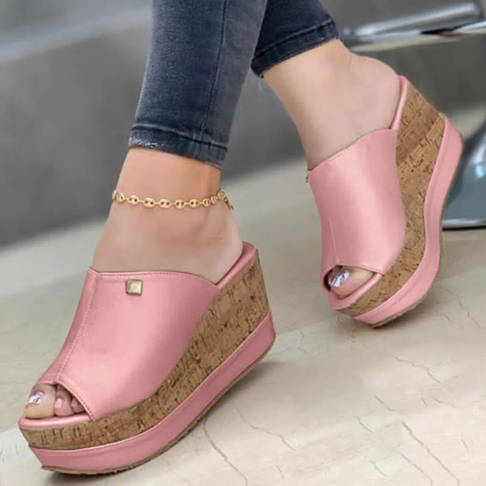 Roman Shoes Sandals For Ladies Shoes Summer Sandals Fashion Solid Color Wedge Platform Slippers Elegant Fashion Shoes Ladies 250731