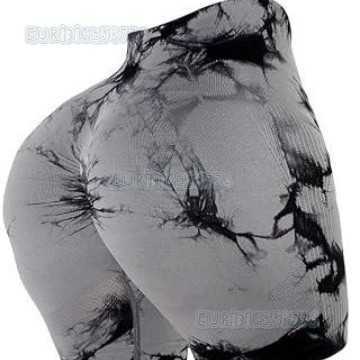 Seamless Peach Yoga Tight Shorts for Women Tie-dye Printed High Waist Hip-lifting Sports Running Fitness Shorts H250806