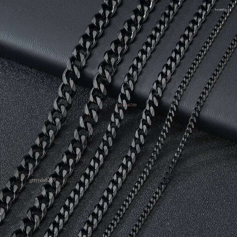 Chains Punk Stainless Steel Necklace Curb Cuban Necklaces For Men Women Black/Gold/Sier Color 3/5/7mm Link Chain Chokers Solid Metal