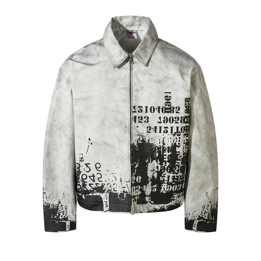 Streetwear Washed Painted Autumn Windbreaker Jackets Mens and Women Turn Down Collar Baggy Clothes Oversized Loose Outwear Coats 250806