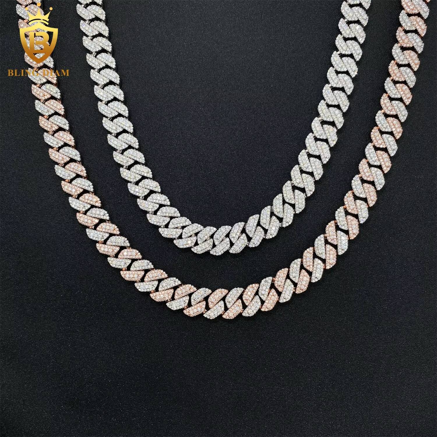 Custom 13mm Moissanite Cuban Chain Necklace Bracelet for Women VVS Diamond 925 Silver Hip Hop Ice Out Chain