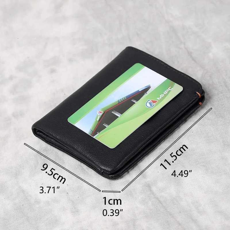 Genuine Leather Wallet Mens Short Handmade Top Layer Cow Leather Retro Casual Versatile Ultra-thin WalletXJ250806