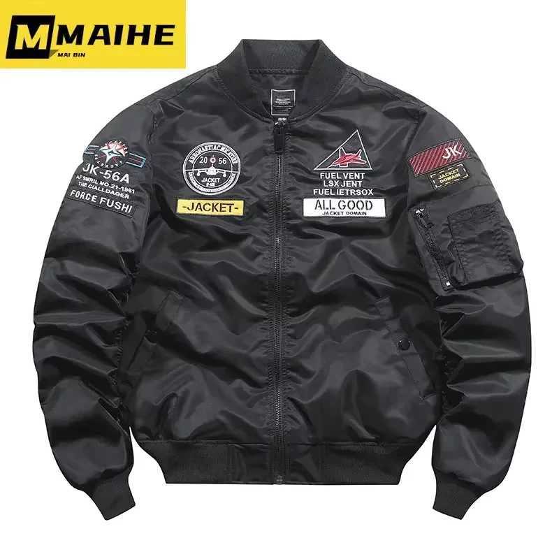 Autumn/Winter Letter-embroidered Windproof Baseball Jacket Mens Plus Cotton Street Hip Hop Cargo Jacket Academy Jacket 4XL W250806