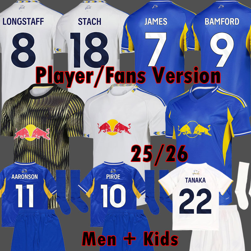 Leeds Soccer Jerseys Kits 25 26 LONGSTAFF PIROE STRUIJK TANAKA 2025 2026 STACH football shirt GNONTO AMPADU BIJOL Top LUFC kit jersey Men Kids sets 3XL 4XL