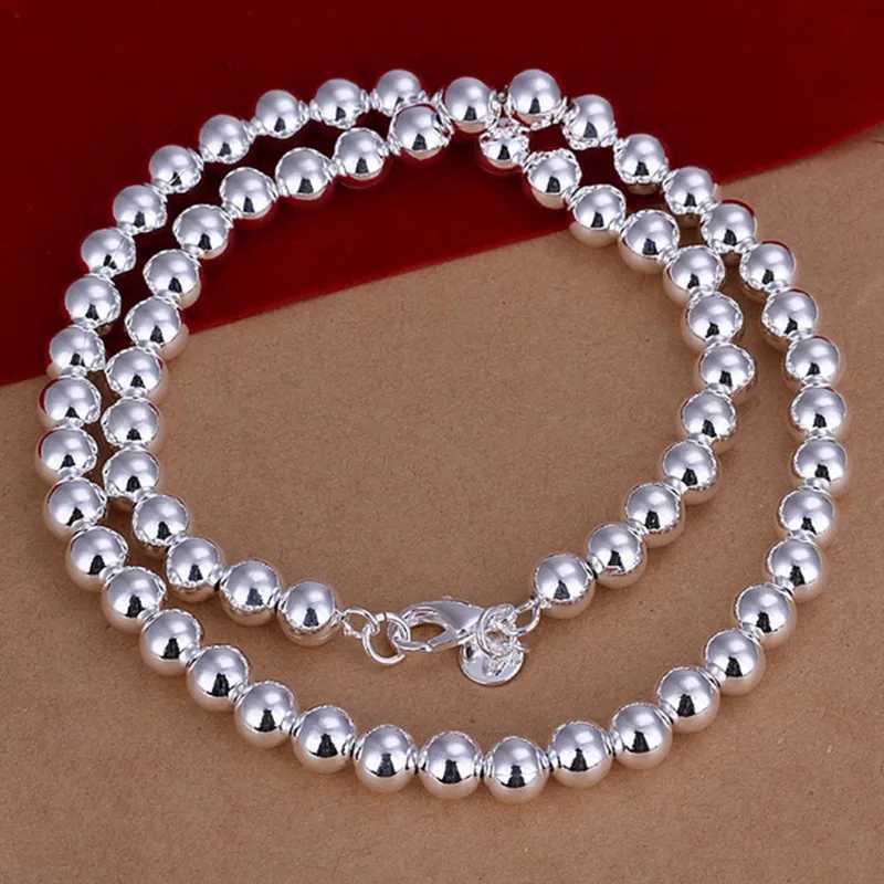 925 Sterling Silver 4MM/6MM/8MM/10MM Smooth Beads Ball Chain Necklace for Women Men Fashion Jewelry Y250805