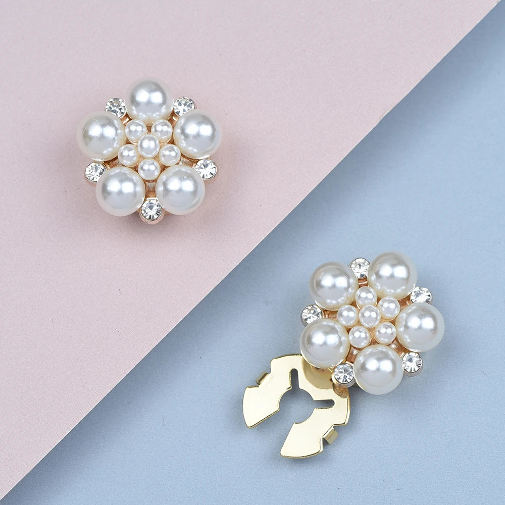 2pcs Faux Pearl Rhinestone Shirt Button Cover Cufflinks Button Pins for Ladies Clothing Sleeve Buttons Accessories 250806