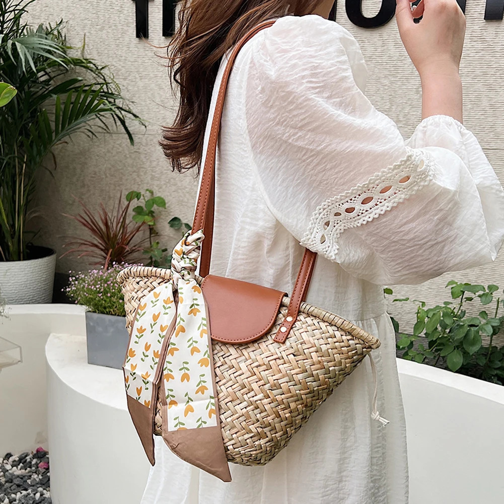 Women Straw Woven Handbag Summer Beach Casual Tote Bag Large Capacity Clutch Bags Fashion Ladies Shoulder for Vacation 250805