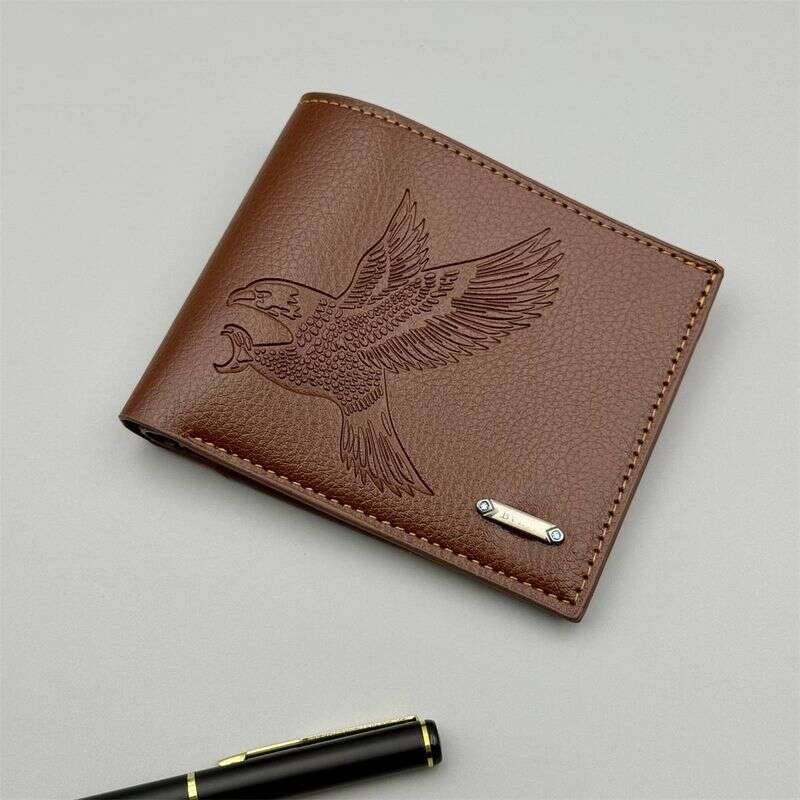 Cross-border New Men's Short Wallet Soft Leather Thin Eagle Pattern High-value Explosions