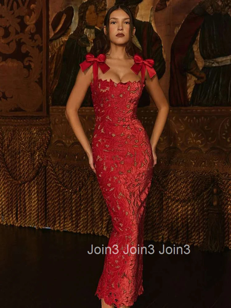 Mozision Bows Lace Sexy Maxi Dress For Women Fashion Sleeveless Backless Bodycon New Years Birthday Club Party Long Dress