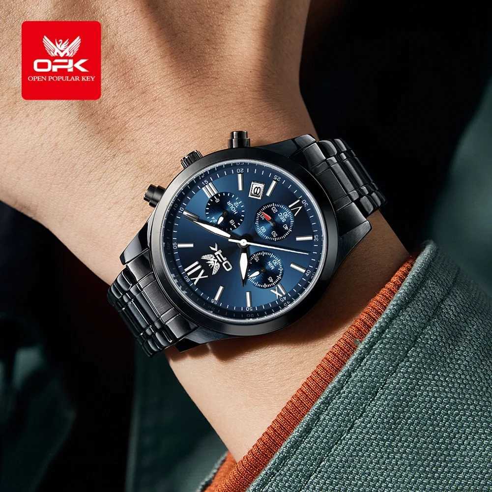 OPK Mens es Trend Fashion Original Quartz for Men Waterproof Luminous Date Chronograph 24h Dual Scale Dial Watch W250806
