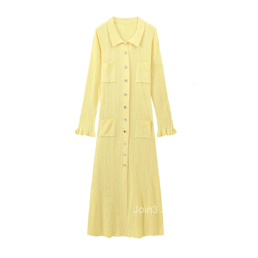 Winter Knitted Dress Women New Long Sleelve Ruffles Single Breasted Long Dresses Female Party Fashion Sweater Vestidos