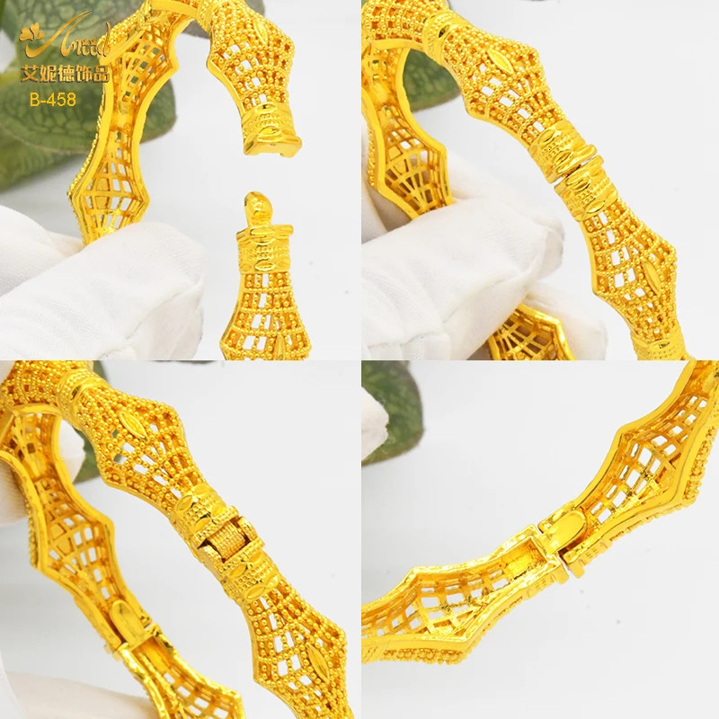 ANIID Dubai 24K Gold Color Bangles For Women Indian African Bracelets Charm Wedding Ethiopian Arabic Jewelry Gifts 250805