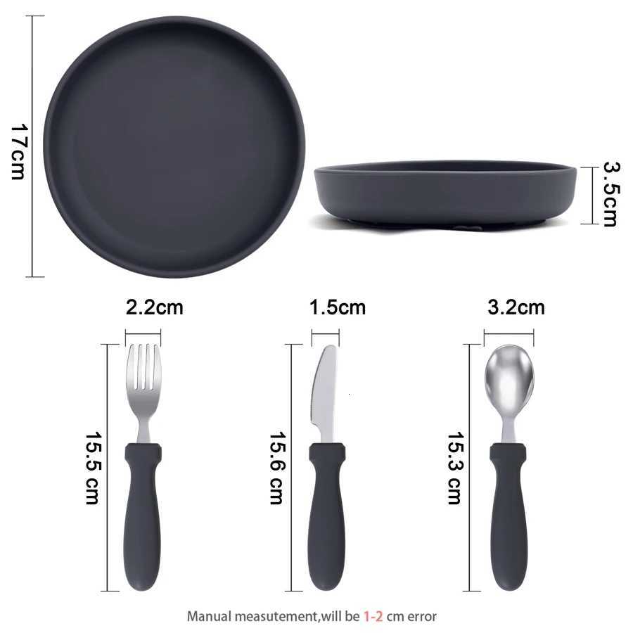 BPA Free Silicone Childrens Tableware Baby Feeding Dishes Plate With Sucker Bowl Infant Training Knife Fork Spoon Baby Stuff X250806