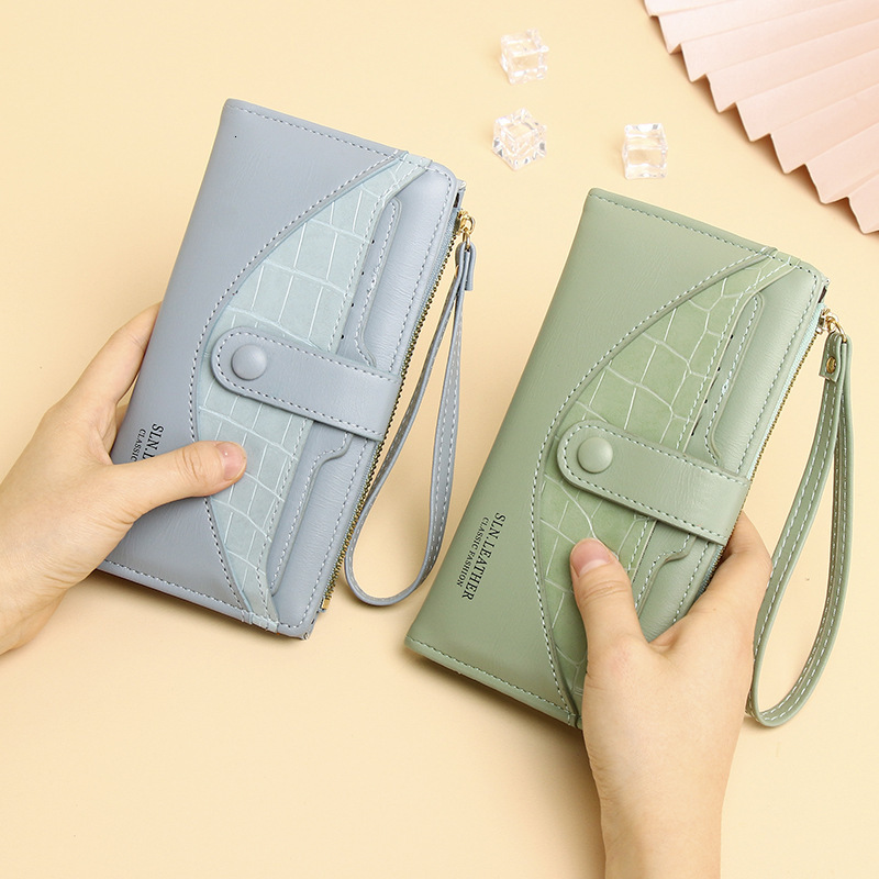 New Stone Pattern Fashion Long Women's Wallet Multi-Card Slot Zipper Personality Buckle High-End Coin Purse