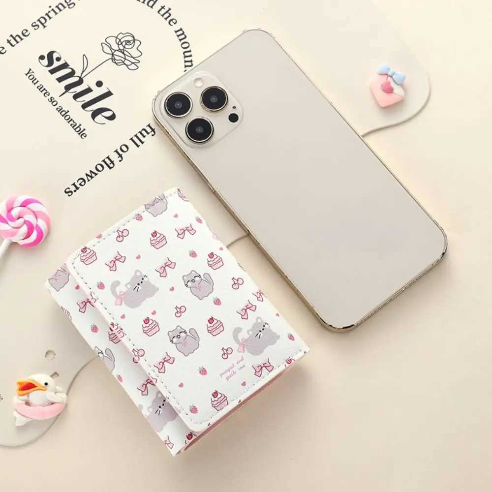 ute Tsartun Kitty Boknot Short Wallet Gig Huality PU Leather Coin Purse Women Girl Money Bag Card Holder Hift XJ250806
