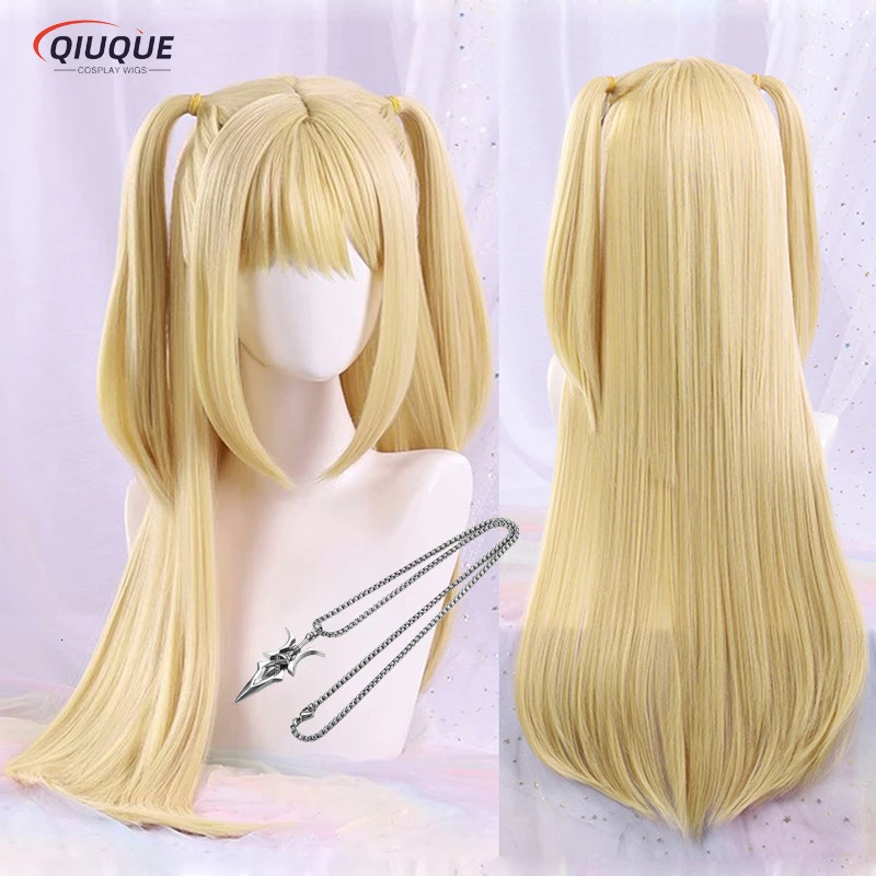 Anime MisaMisa Cosplay Wig Misa Amane Long Blond Double Tails Heat Resistant Hair Hallowen Party Wigs Wig Cap 250805