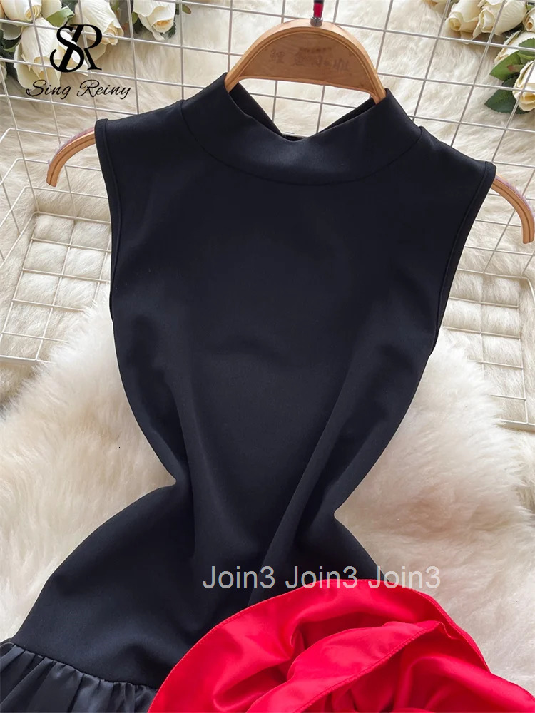 Senior Party Ruffles Short Dress Ladies Sleeveless 3D Floral Chic Vacation Dress Newest Streetwear Birthday Sundress