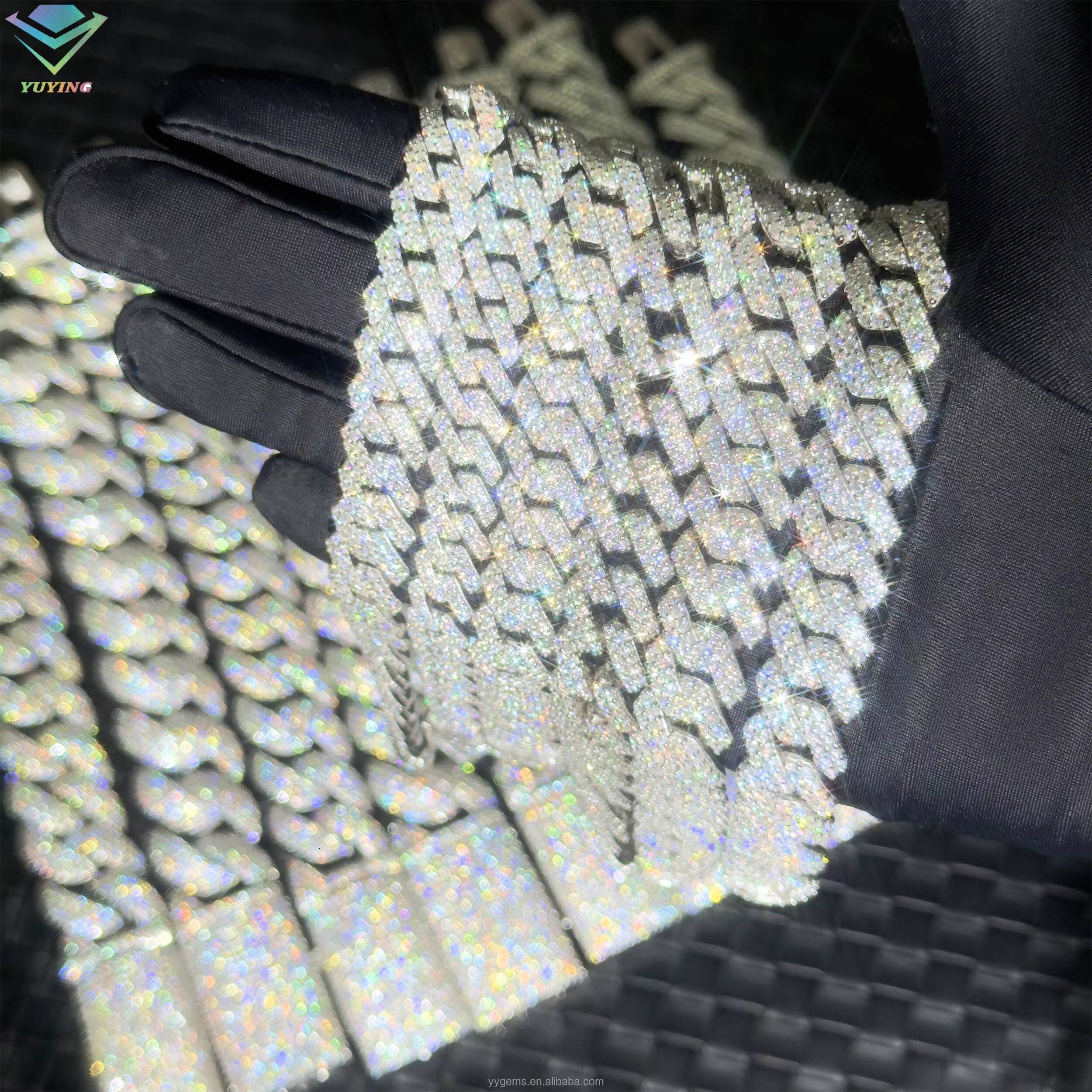 2025RTS Mossanite Cuban Bracelet Fine Jewelry 2rows 8mm-15mm S925 Silver GRA Moissanite Bracelet VVS Lab Diamond Cuban Bracelet