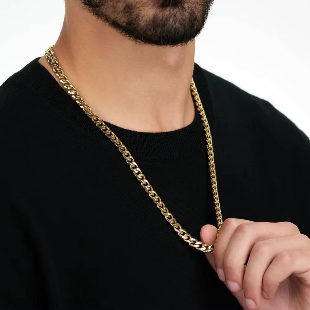 In Stock Non Tarnish 18k PVD Gold Plated Cuban Chain Jewelry Stainless Steel Cuban Link Chain Necklace for Daily