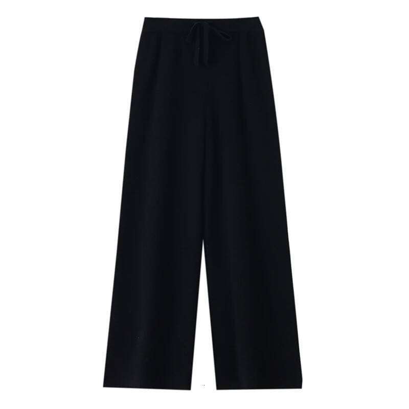100% Merino Wool Women's Knitted Trousers, Popular, Fashionable, Warm, Wide-Leg Pants, New Autumn And Winter 2024 250806