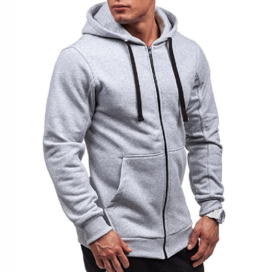 Casual Sweatshirt Zip Hooded Sweatshirt Jacket Mens Solid Colour Cardigan Hooded Jackets Spring Autumn Male Tops