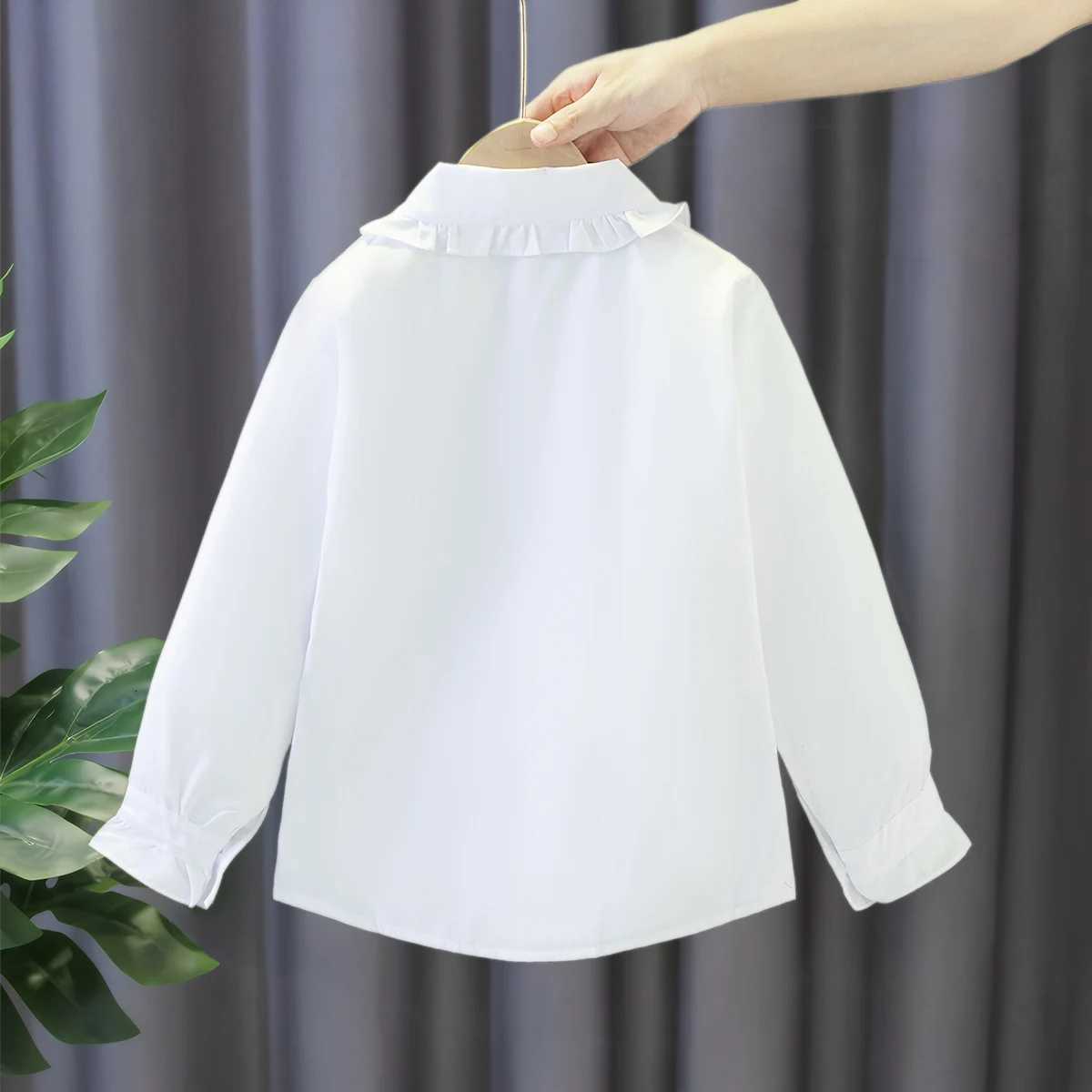Childrens Shirt Spring And Fall Pure White Long-Sleeved Doll Collar Simple Student Blouse Casual Student Formal Wear X250806