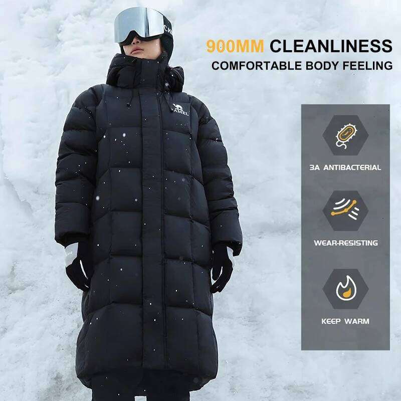 GOLDEN CAMEL Outdoor Long Down Jackets Women 3A Antibacterial Water- Windproof Graphene Coats for Men 2024 Winter