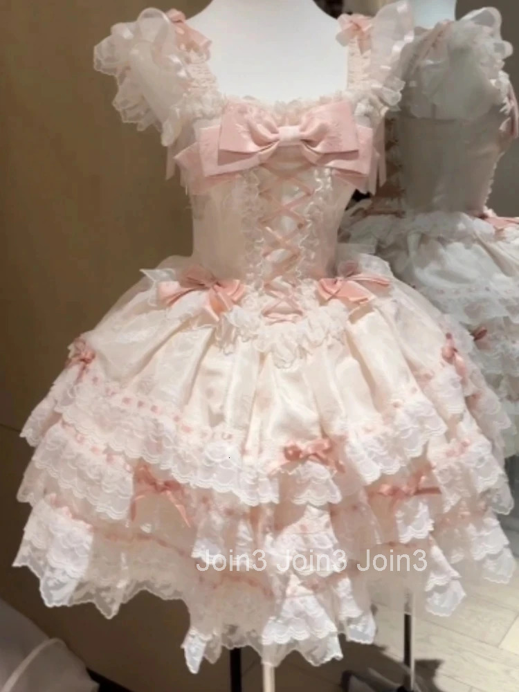 Summer Sweet Lolita Y2k Mini Dresses Women Lace Patchwork Short Sleeve Elegant Bandage French Vintage Short Party Dress Female