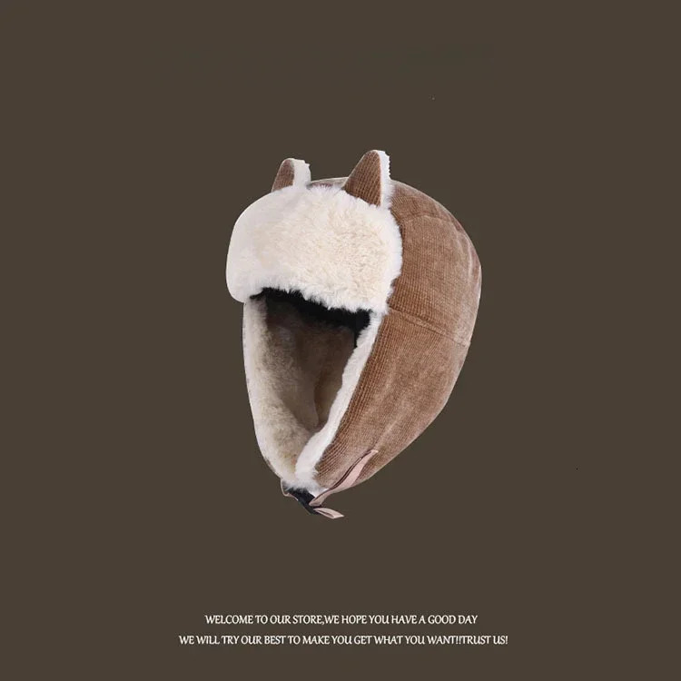 Women Warm Earmuffs Thicken Ear Flapped Hat Winter Cold Proof Warm Cotton Hat Cat Ears Cap Winter Russian Caps 250806