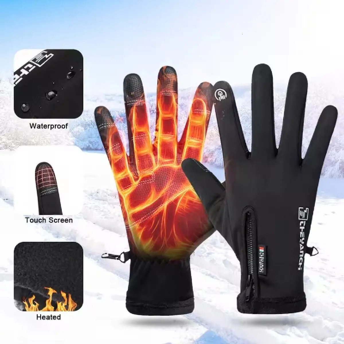 Outdoor Winter Gloves Motorcycle Gloves With Fleece Lined Touch Screen Snow Glove Waterproof Thermal Gloves For Riding 250806