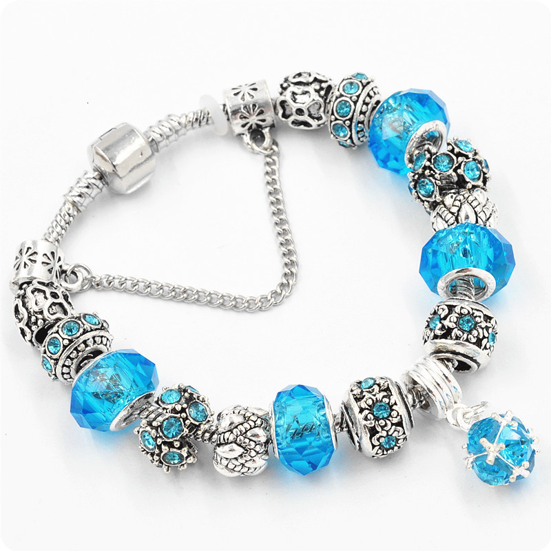 DIY Large Hole Beaded Crystal Bracelet for Women Best Friend Jewelry Snake Bone Chain Bracelet