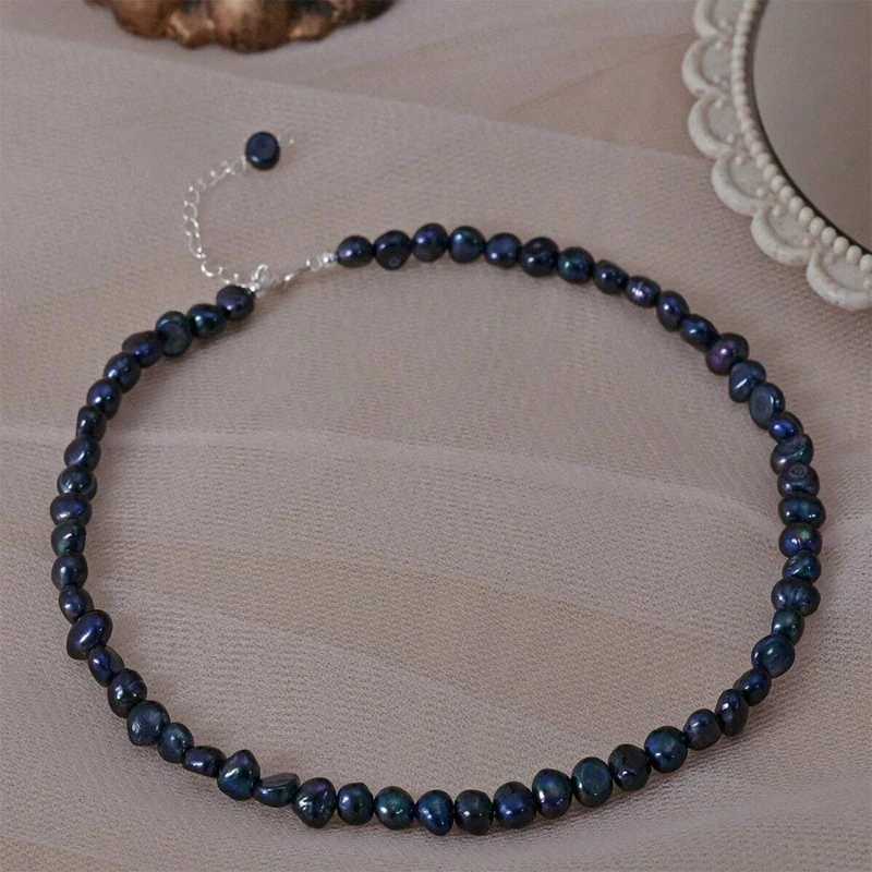 5-6mm Natural Baroque Freshwater Pearl Necklace Fashion Jewelry for Gift 925 Sterling Silver Choker Necklace for Women Girls Y250805