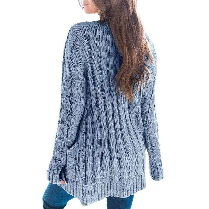 Women's Clothing style twisted cardigan sweater single breasted long sleeved woolen coat female