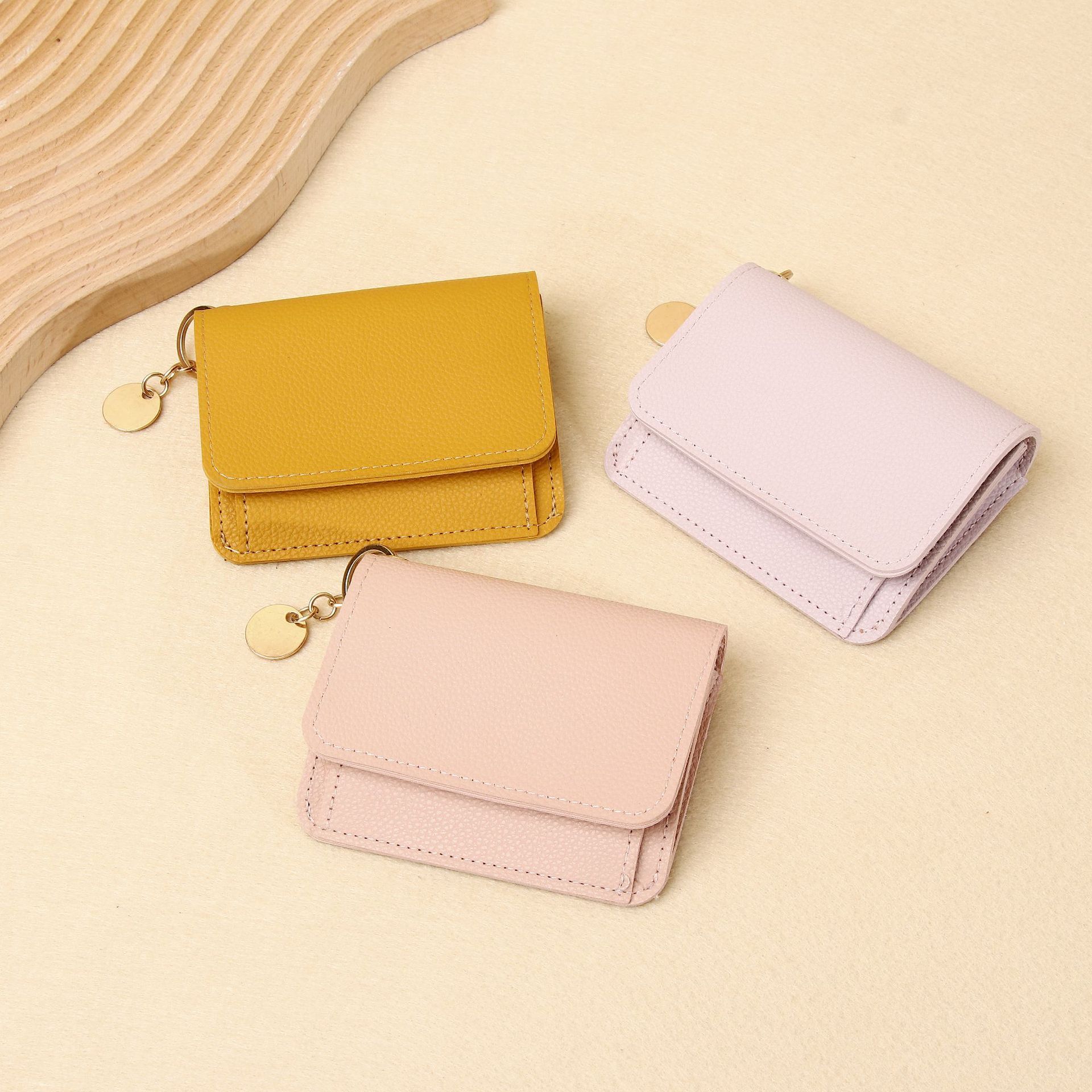 Women's New Solid Color Wallet Ins Short Simple Fashion Multi-Card Slot Card Holder Zipper Coin Purse