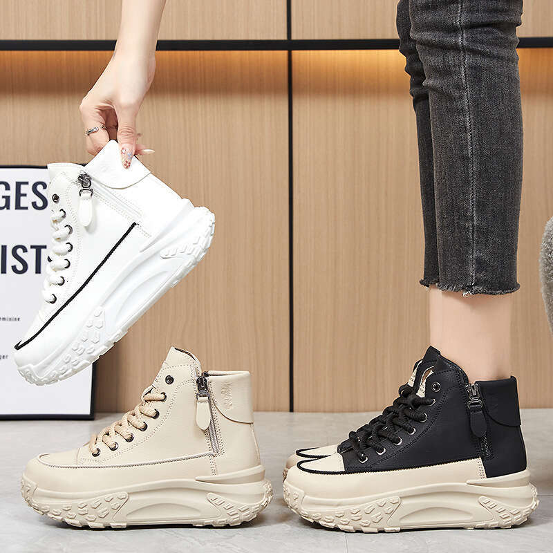 New Fashion Versatile Mid-Calf for Women Casual Thick-Soled Sports White Shoes Soft Sole Comfortable Women's Single Shoes