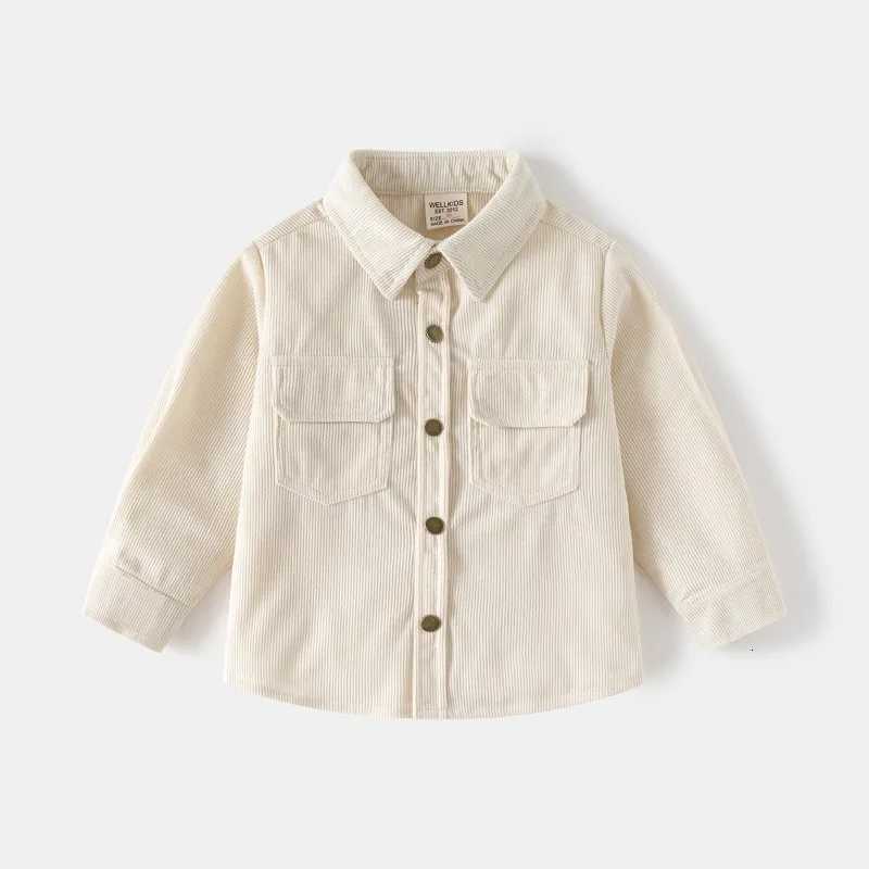 CHIldrens Solid-color Turn-down Collar Shirt New Spring Boys Long-leeve Corduroy Shirt Boys Blouse X250806