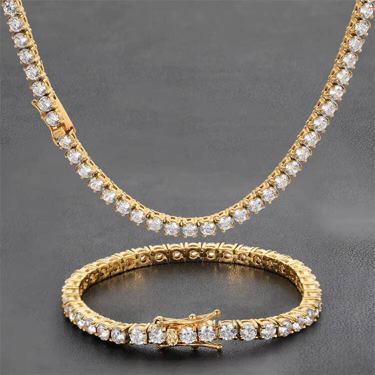 Hip Hop Diamond Iced Out Crystal Rhinestone Link Chain Necklace High Quality Moissanite Tennis Necklace for Men and Women