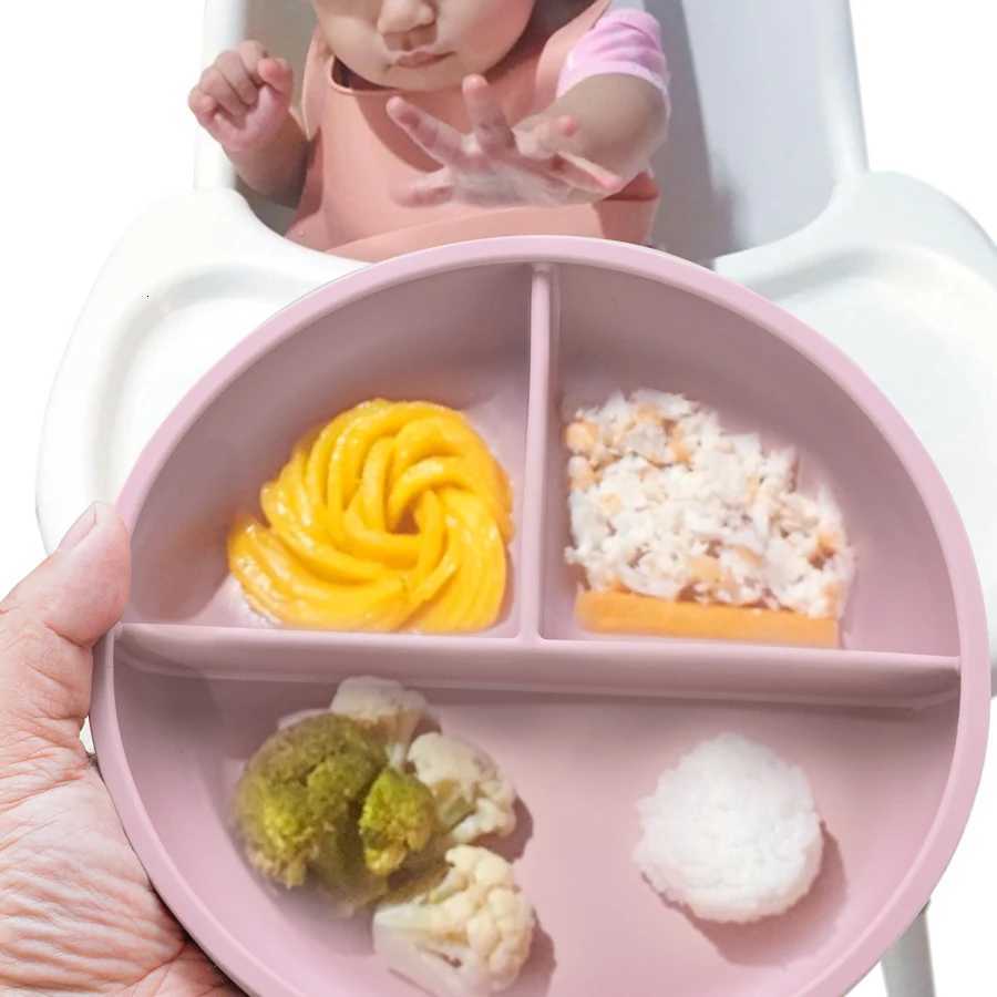 ute Pure Color Weaning Childrens Tableware Feeding Suction Plate Training Bowl Dining Appliance Food Grade Baby Accessories X250806