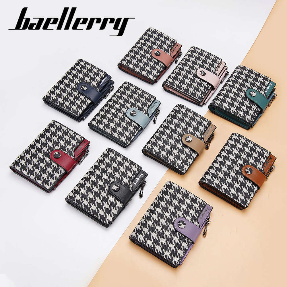 DHcollections Baellerry New Short Houndstooth Fashion Buckle Women's Wallet Zipper Coin Purse