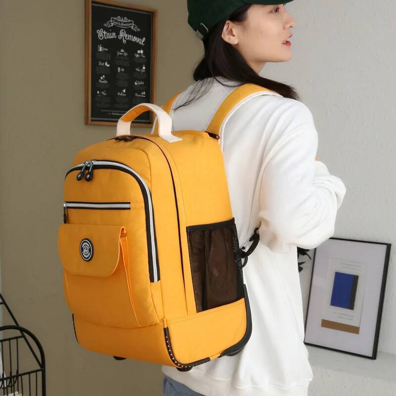 Kid's Wheeled Backpack Large Capacity Rolling Duffel Bag with Telescopic Handle Waterproof 19 Colors for School Students Boys high-quality