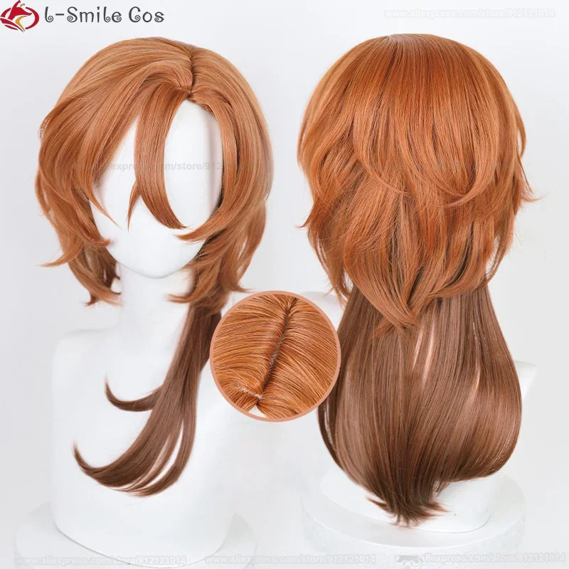 High Quality Anime Chuya Nakahara Chuuya Cosplay Wig 55cm Orange Gradient Cos Wigs Heat Resistant Hair Party Wigs Wig Cap 250805
