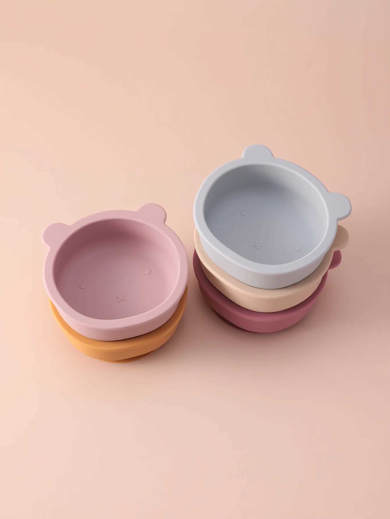 1PCS Bear Silicone Baby Bowl Suction Plate Self Feeding Dish BPA Free Toddler Training Essentials Non Slip Childrens Tableware X250806