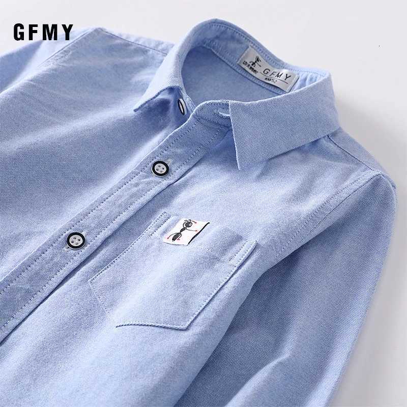 GFMY New Spring Oxford Textile 100% Cotton Blouse Girls Boys White Shirt 3T-14T British Style Kids Casual School Wear Clothes X250806