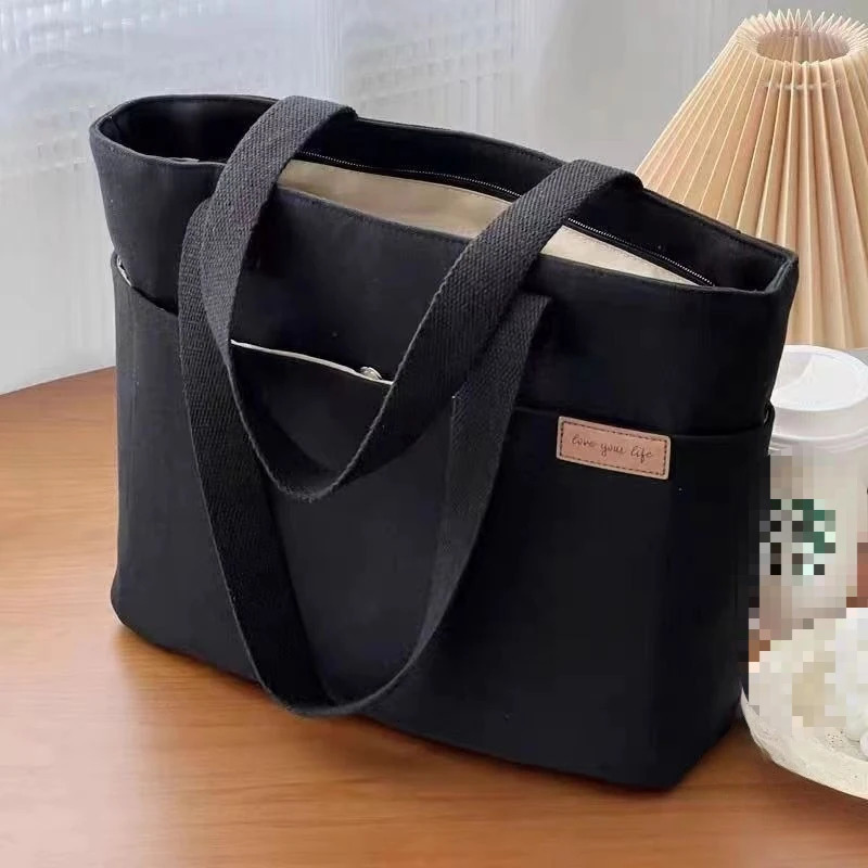 Niche Trend Shoulder Bag Fashionable Versatile Minimalist Womens Tote Bag Unisex Large Capacity Portable Canvas Handbag 250804