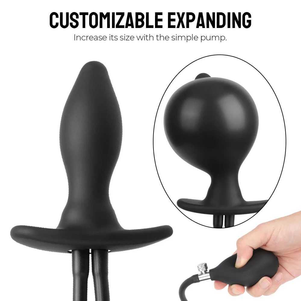 2 IN 1 Inflatable Enema Cleaner Anal Plug Water Spray Buttplug Vaginal Dilator Prostate Massager Stimulate Sex Toys for Women Men XJ250806