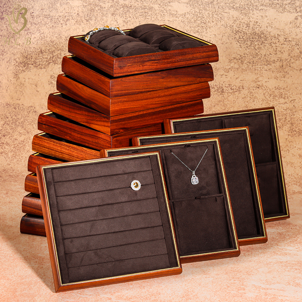 Foshan HLB Customizable Wood Jewelry Tray - Elegant Display for Organizing Accessories